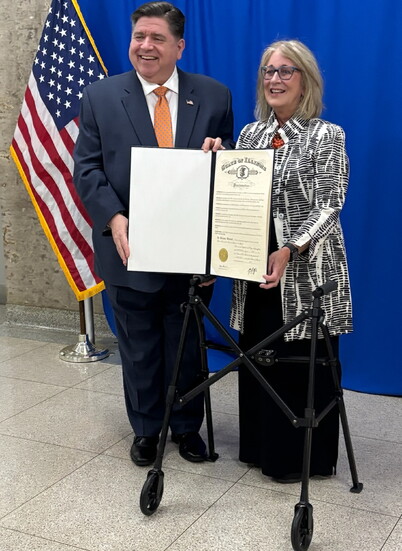 Governor JB Pritzker & Joanne in Springfield.