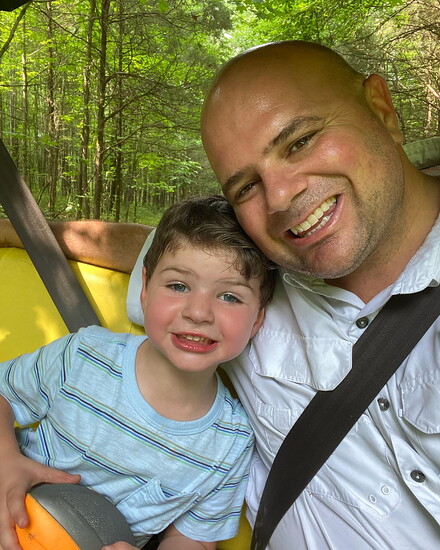 Hayes with his son, Grant