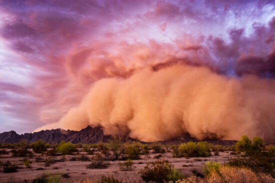 A haboob dust storm kicked up by a collapsing thunderhead.