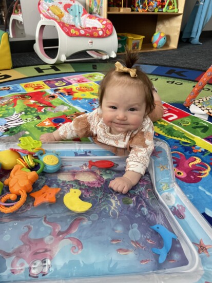 Tummy time and sensory play with the babies in ELC