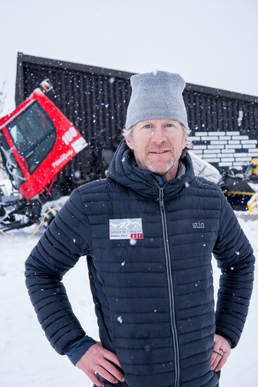 Dan Cantrell, BSF Trails Director, with the snowcat for grooming; Photo by Josh Lucas