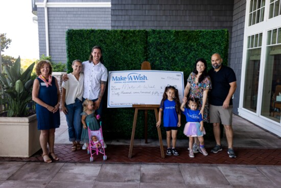 From left, donor Kurt Benkert with his family, right, Wish child Chloe Hazan with her family