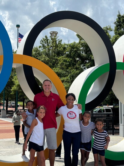 Dominique Dawes and her family back in Atlanta, where she won Olympic gold.