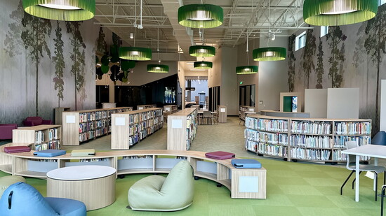 Readers may lean back and relax in the Children’s Department.