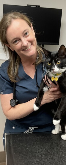Dr. DiPaulo holding Rigatoni