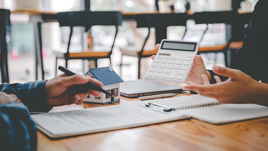 Working on financial paperwork.