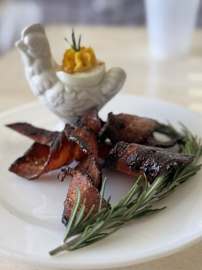 Candied Bacon and Deviled Eggs 