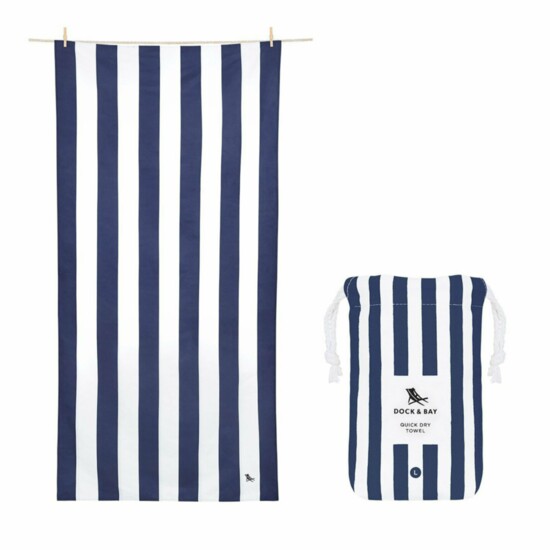 2. Navy Stripe Quick Dry Towel by DOCK & BAY - $30.00