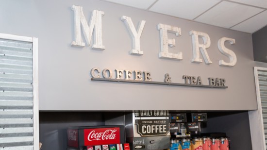 Myers' Front Porch offers a customer coffee and tea bar.