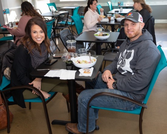 Jennifer and Michael Harris enjoy lunch at Myers' Front Porch.