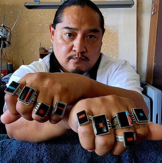 Shaun Rogers, Navajo/Hopi, is a first generation silversmith who loves doing traditional art work that incorporates both of his cultures.