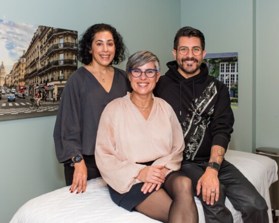 Mireille Hamon (center) with technicians Maryam Tabrizi and Adrian Medina at her newest studio location in Winnetka.