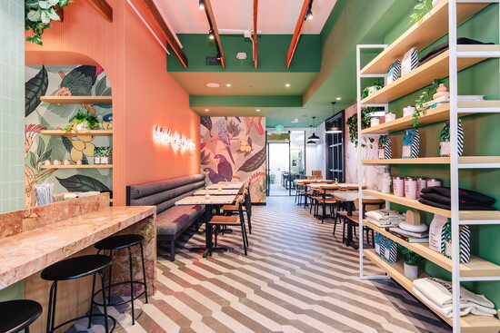 The vibrant interior of the Brentwood location