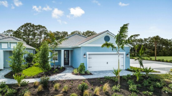 The Wysteria neighborhood offers 64 paired villas and 89 single-family homes featuring British West Indies and coastal architecture with views of lakes.