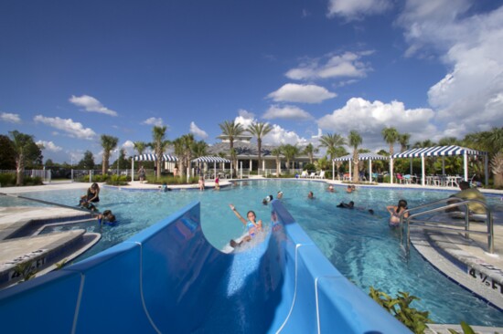 The Grand Palm features a resort-style pool with a waterslide.