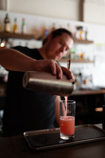 Bartender Nick Bufort serves original artisanal cocktails and a curated wine selection