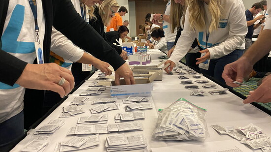Kit Packing Volunteers, courtesy of Hands On