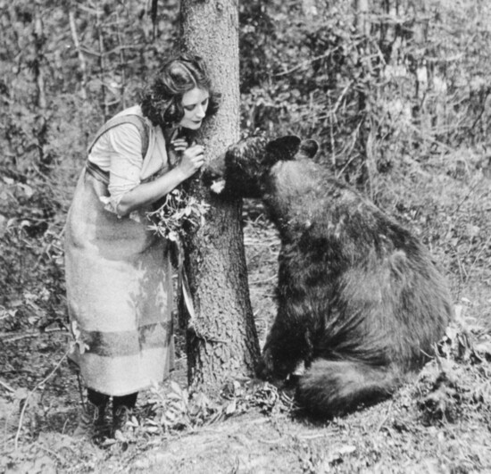 Nell with animal actor "Brownie"