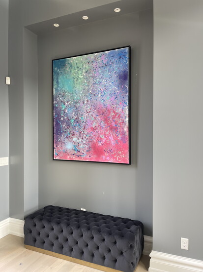 A fine art piece on canvas by Uy in an Indian Hill home.