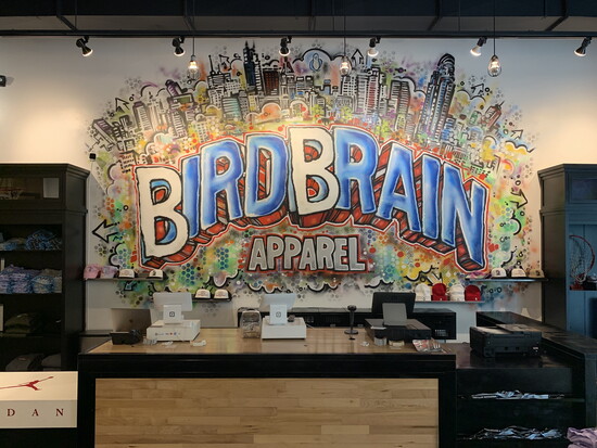 BirdBrain Apparel-Liberty Center mural. 