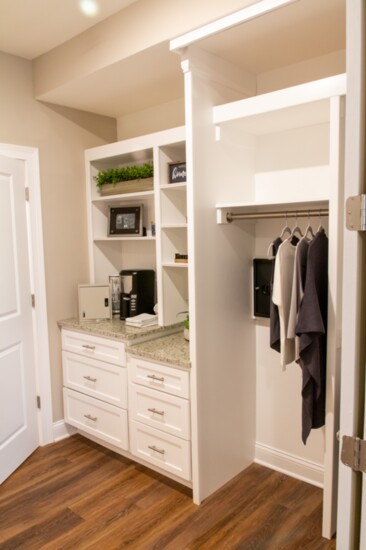 Every room comes with a coffee nook and ample closet space.