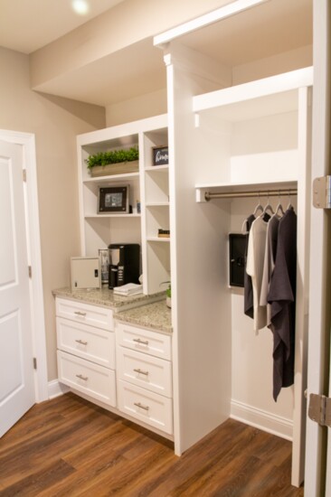 Every room comes with a coffee nook and ample closet space