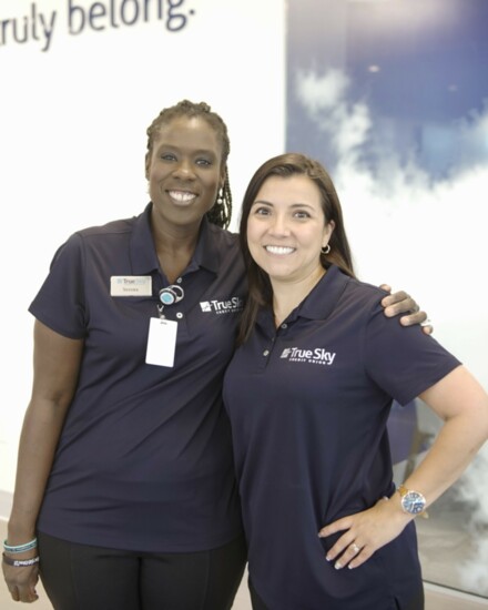 Serena Campbell (left), manager, True Sky’s Northeast Oklahoma City branch, and Diana Broms, manager, Norman branch
