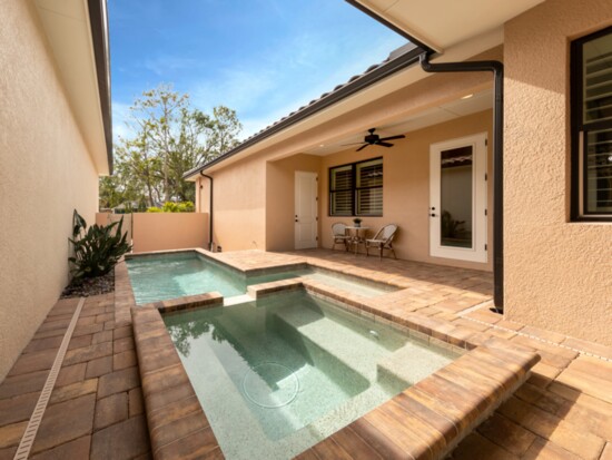 A pool and spa (optional) are perfect for an Arcata Del Sol townhome’s private courtyard.