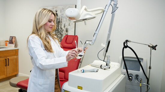 Dr. Jillian Morrison preparing for patient treatments