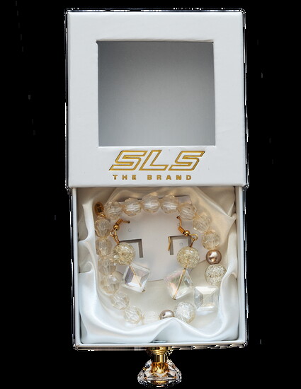 SLS the Brand “Champagne Prism” Handmade 18K Gold Plated Jewelry Set: $45  This set is one of my favorites. Neutral yet impactful, the faceted beads create a pr