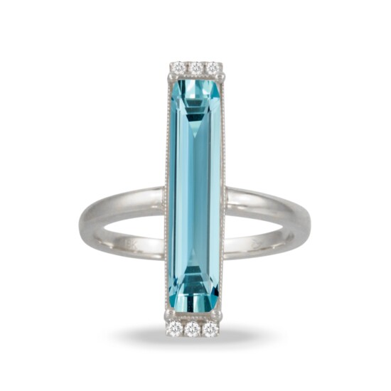 Doves by Doron Paloma Sky Blue Topaz Ring with Diamonds in 18K White Gold, rionjewelry.com, $1,760