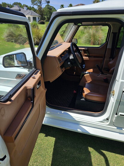 Surrounded by luxury in the Mini E-Wagon.