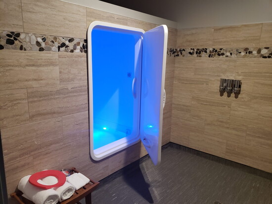 The view from entering the floating pod at Blissful Waters. Photo Credit: Blissful Waters Float Center.