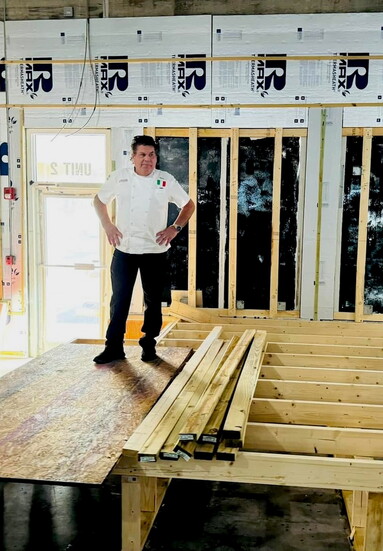 Chef Jimmy oversees the construction of the Tuscan Grand Ballroom.