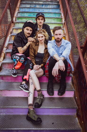 Jon, at the right, along with his NOT YER BABY bandmates