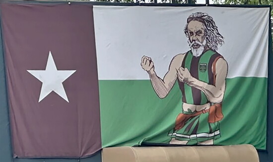 The FLDC Flag hangs at Turnstile on Match Day