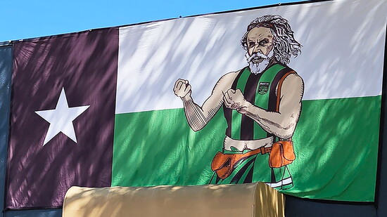 The FLDC Flag hangs at Turnstile on Match Day