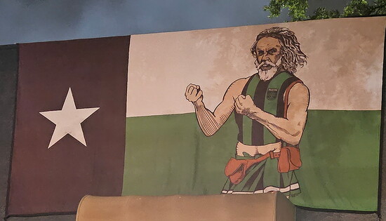 The FLDC Flag hangs at Turnstile on Match Day