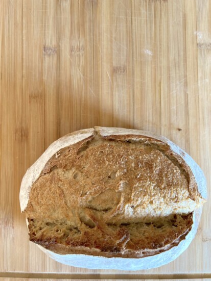 Sourdough loaf made with organic whole wheat and bread flour...and a lot of love.