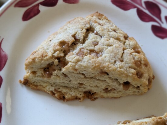 The Toffee Bit Scone is buttery, flaky and just the weight amount of sweetness.