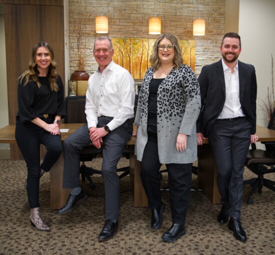 The Novum Home Loans Conwell team (L-R) Jordan Kingsley-Executive Assistant,  Don Conwell, Jennifer Dukewits-Operations Manager, and Austin Conwell.