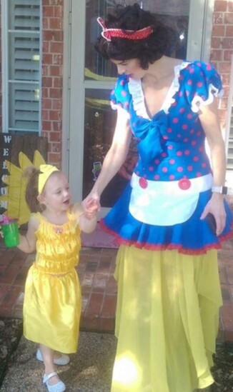 Snow White and Belle enjoying a walk on a sunny fall afternoon.