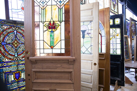 Dead People’s Stuff consistently gets antique doors and windows, many of which include unique stained glass panels.