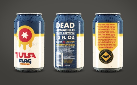 Dead Armadillo's Tulsa Flag Blonde Ale features a logo using the recently-adopted city flag.