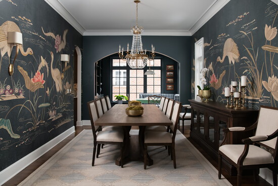 The dining room wallpaper is Sandberg