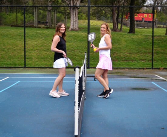 (L) Tasc NOLA Tank $44; Lucky in Love All-Ball Skirt $69/ (R) Tasc NOLA Tank $44; B Passionit Pink Polka Dot Pleated Skirt $72