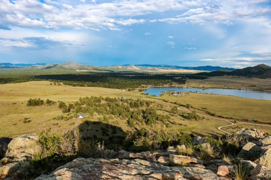 A view of Lake DeWeese from the top of the mountain behind Uluru Ranch. 