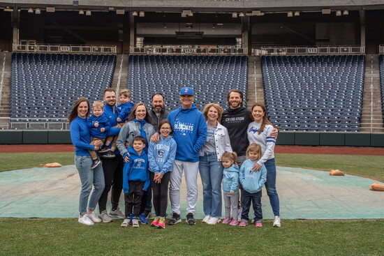 Coach Servais with his wife, children and grandchildren