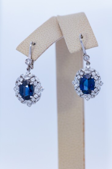 18 karat wg dia and sapphire earrings custom 