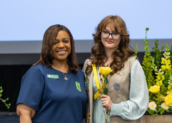 Russell (right) with Monica Woodson, CEO of Girl Scouts of Southeastern Michigan 